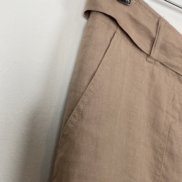 Tahari wide leg linen pants women size 4 with belt 4 pockets comfortable beige - Picture 4 of 8